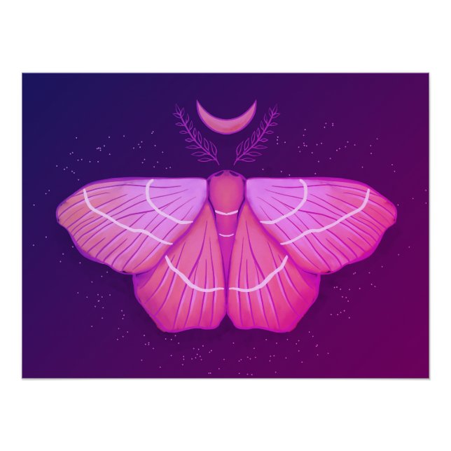 Mystic Witch Moth Under Moonlight Poster (Front)