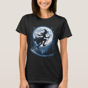 Mystic Witch Skiing at Moonrise T-Shirt