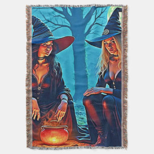 Mystic Witches Cauldron Spellbound Throw Blanket