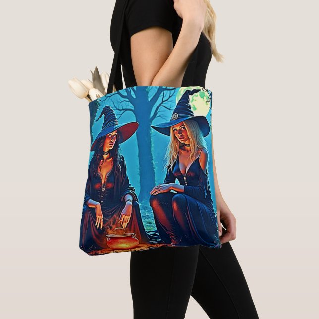 Mystic Witches Cauldron Spellbound Tote Bag (Close Up)