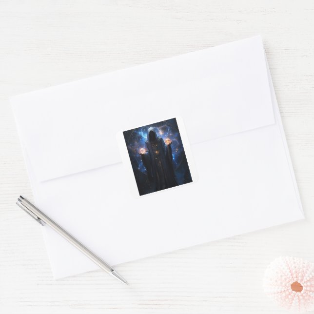 Mystic Wizard Square Sticker (Envelope)