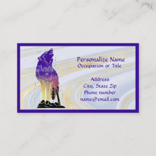 Mystic Wolf Howling Animal Spirit Purple Business Card
