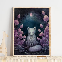Mystic Woodland Arctic Fox | Fox Wall Print