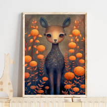 Mystic Woodland Fawn Deer | Deer Wall Print