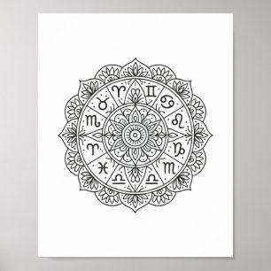 Mystic Zodiac Mandala Symmetry Poster