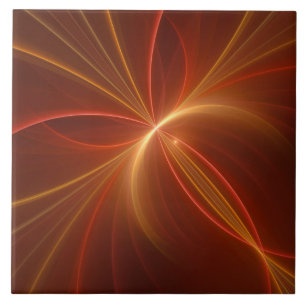 Mystical Abstract Fractal Art Modern Warm Colors Tile