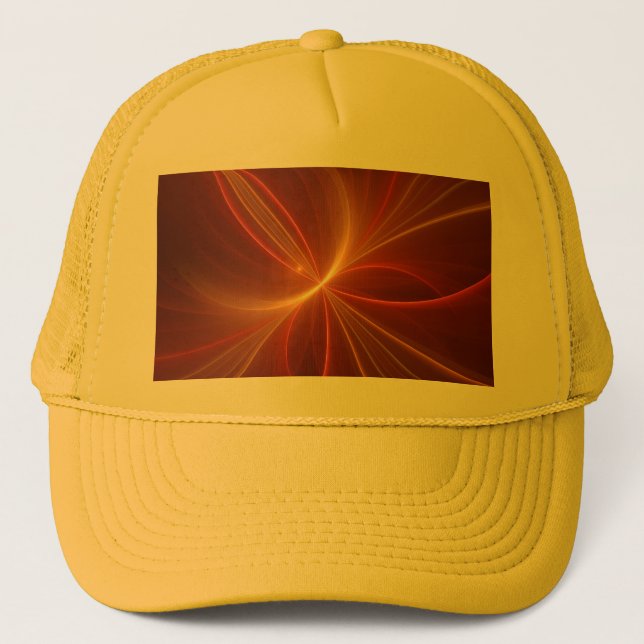 Mystical Abstract Fractal Art Modern Warm Colors Trucker Hat (Front)