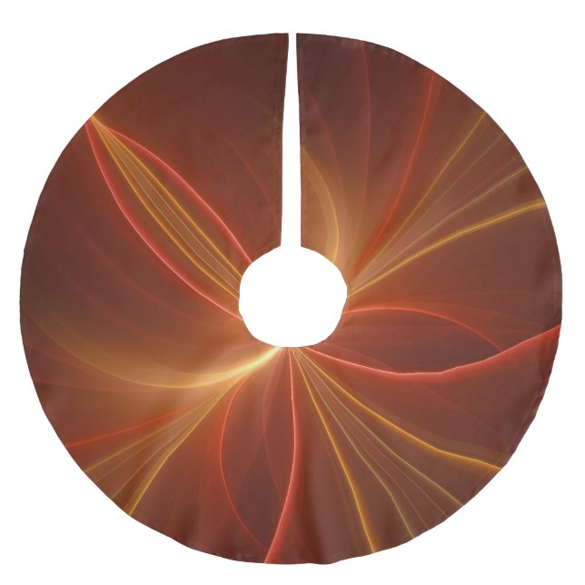 Mystical Abstract Fractal Art Modern Warm Colours Brushed Polyester Tree Skirt (Front)
