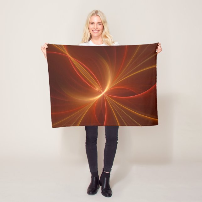 Mystical Abstract Fractal Art Modern Warm Colours Fleece Blanket (In Situ)