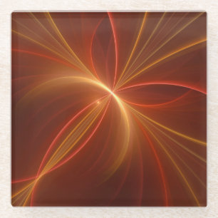 Mystical Abstract Fractal Art Modern Warm Colours Glass Coaster
