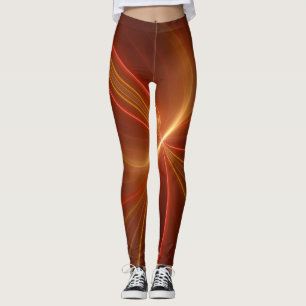 Mystical Abstract Fractal Art Modern Warm Colours Leggings