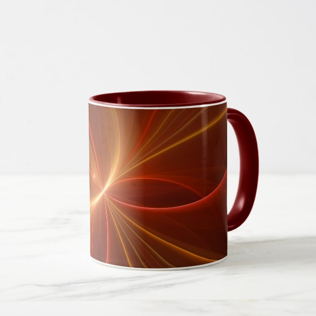 Mystical Abstract Fractal Art Modern Warm Colours Mug (Front Right)