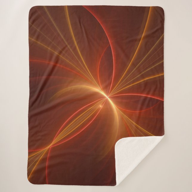 Mystical Abstract Fractal Art Modern Warm Colours Sherpa Blanket (Front)