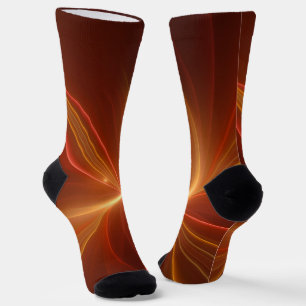 Mystical Abstract Fractal Art Modern Warm Colours Socks