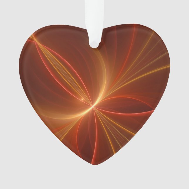 Mystical Abstract Fractal Modern Warm Colors Heart Ornament (Front)