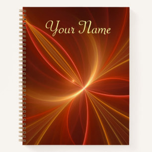 Mystical Abstract Fractal Modern Warm Colours Name Notebook