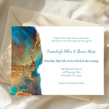 Mystical Abstract Teal Coral Gold Wedding