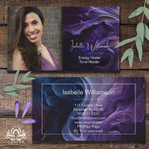 Mystical Amethyst Celestial Reiki Meditation Yoga Business Card