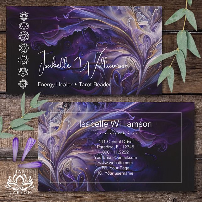 Mystical Amethyst Chakras Reiki Meditation Yoga  Business Card (Creator Uploaded)