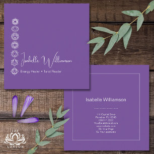 Mystical Amethyst Chakras Reiki Meditation Yoga Square Business Card