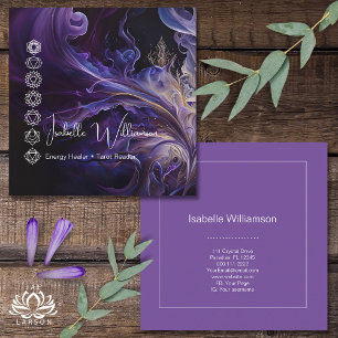 Mystical Amethyst Chakras Reiki Meditation Yoga Square Business Card
