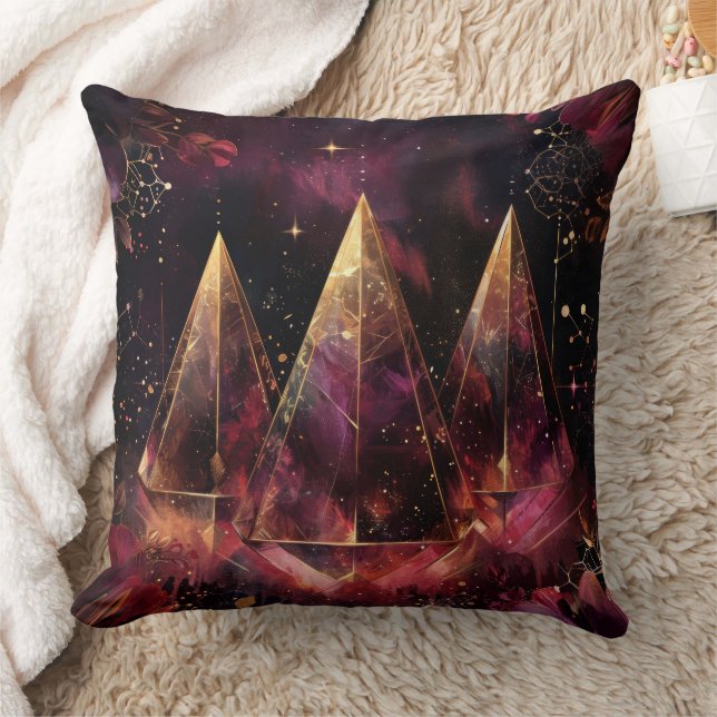 Mystical Amethyst Witchy Celestial Pattern Cushion (Blanket)