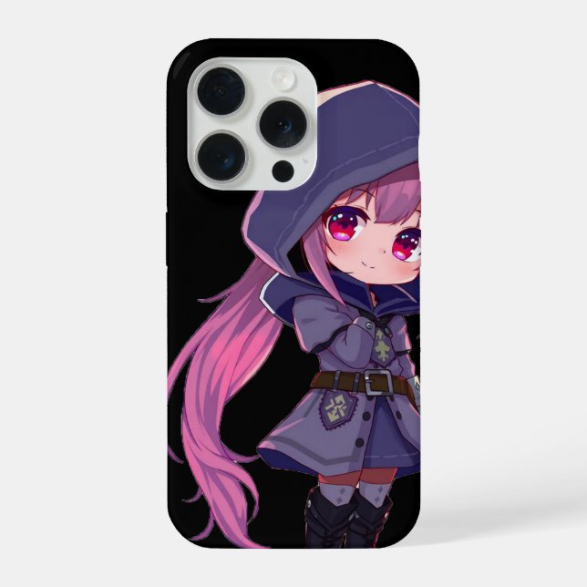 Mystical Anime Phone Case – Pink-Haired Chibi in H (Back)