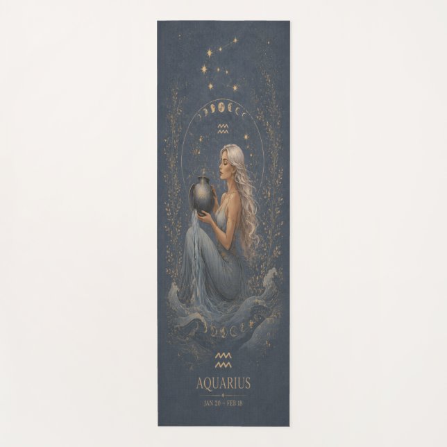 Mystical Aquarius Zodiac Meditation Mat (Front)
