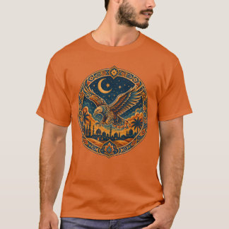 Mystical Arabian Owl Crescent Moon Desert Art T-Shirt