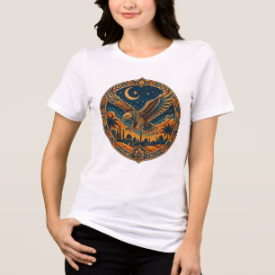 Mystical Arabian Owl Crescent Moon Desert Art Tri-Blend Shirt