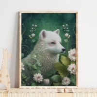 Mystical Arctic Fox Wall Art | Enchanting Woodland