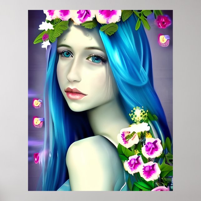Mystical Art | Beautiful Blue Fairy  Poster (Front)