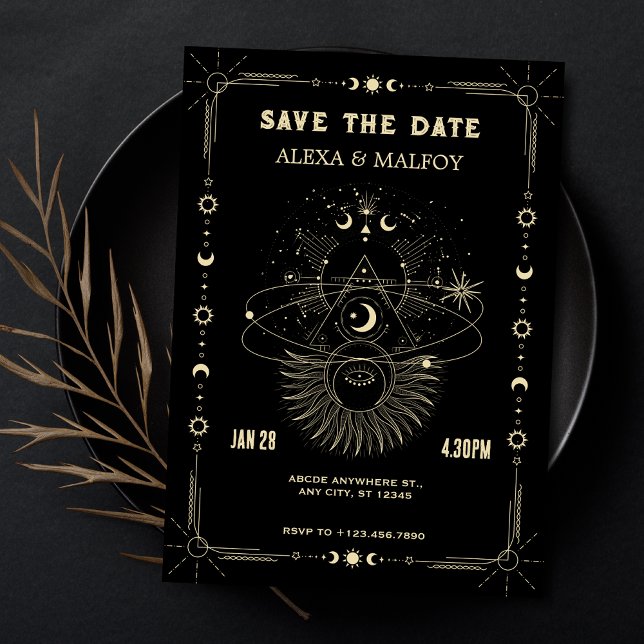 Mystical art moon celestial wedding save the date (Creator Uploaded)