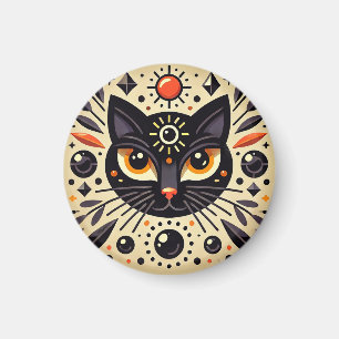 Mystical Artwork of a Black Cat Magnet