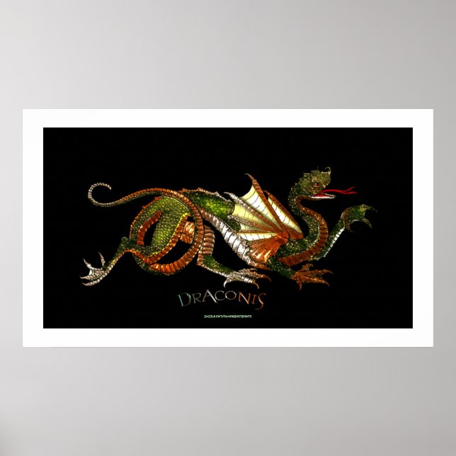 Mystical Asian Dragon Fantasy Art Poster (Front)