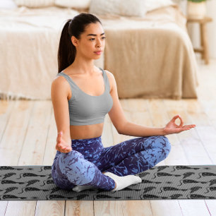 Mystical Astrology Black Cat Raven Stars Yoga Mat