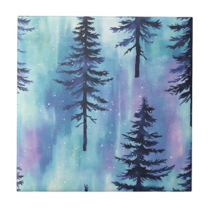 Mystical Aurora Woodland Pattern Tile