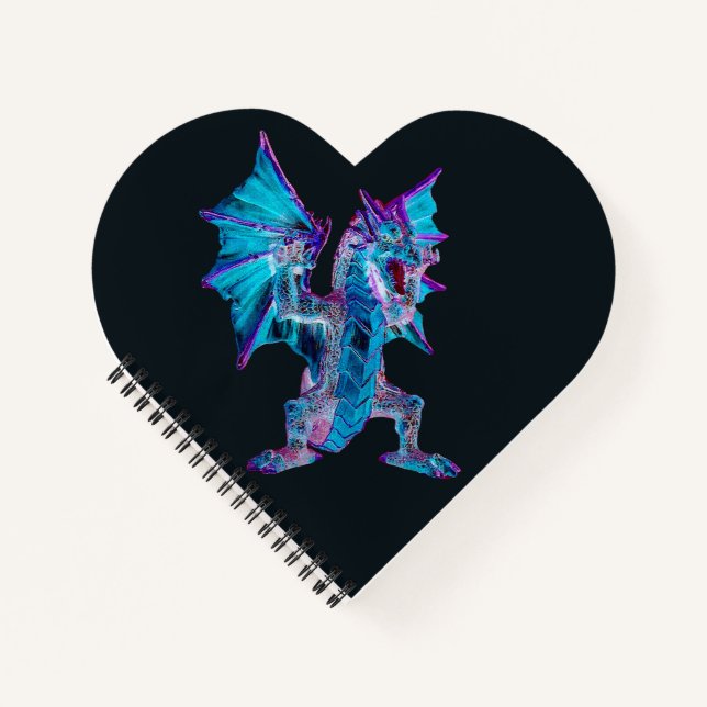 Mystical Azure Flame Dragon Heart Fantasy Journal (Front)