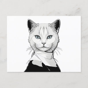 Mystical Black and White Cat of Salem Holiday Postcard