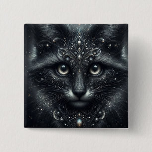 Mystical Black Cat 15 Cm Square Badge