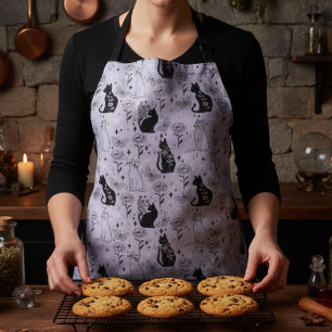 Mystical Black Cat and Butterfly Pattern   Witchy Apron