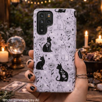 Mystical Black Cat and Butterfly Pattern | Witchy