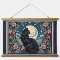 Mystical Black Cat Art Nouveau