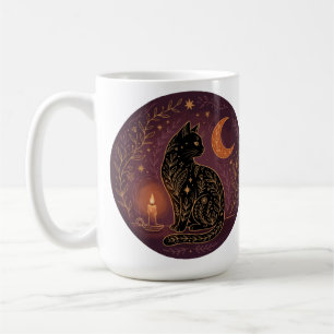 Mystical Black Cat Celestial Witchy Halloween Coffee Mug