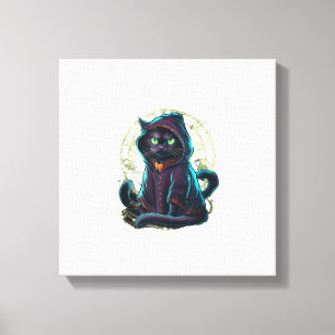 Mystical Black Cat Halloween Tank Top Canvas Print