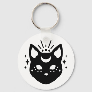 Mystical Black Cat  Key Ring