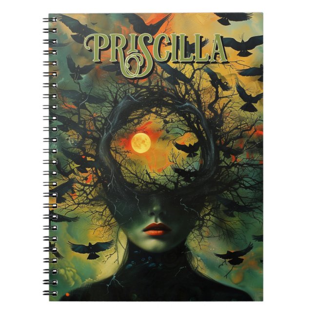 Mystical Black Crows Autumn Gothic Abstract Oracle Notebook (Front)