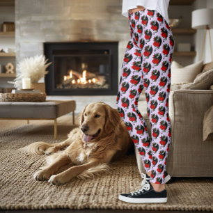 Mystical Black Dragon Red Roses Lavender Gothic Leggings