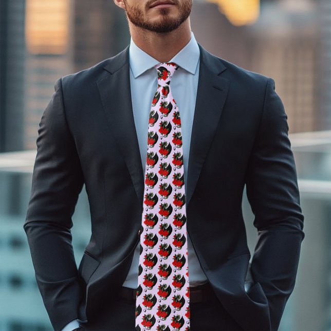 Mystical Black Dragon Red Roses Lavender Gothic Tie (Creator Uploaded)