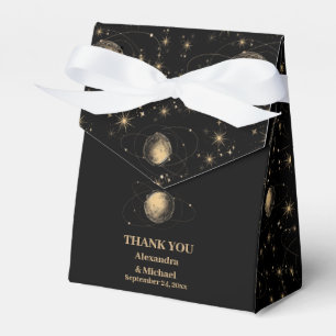 Mystical Black Gold Celestial Galaxy Wedding Favour Box
